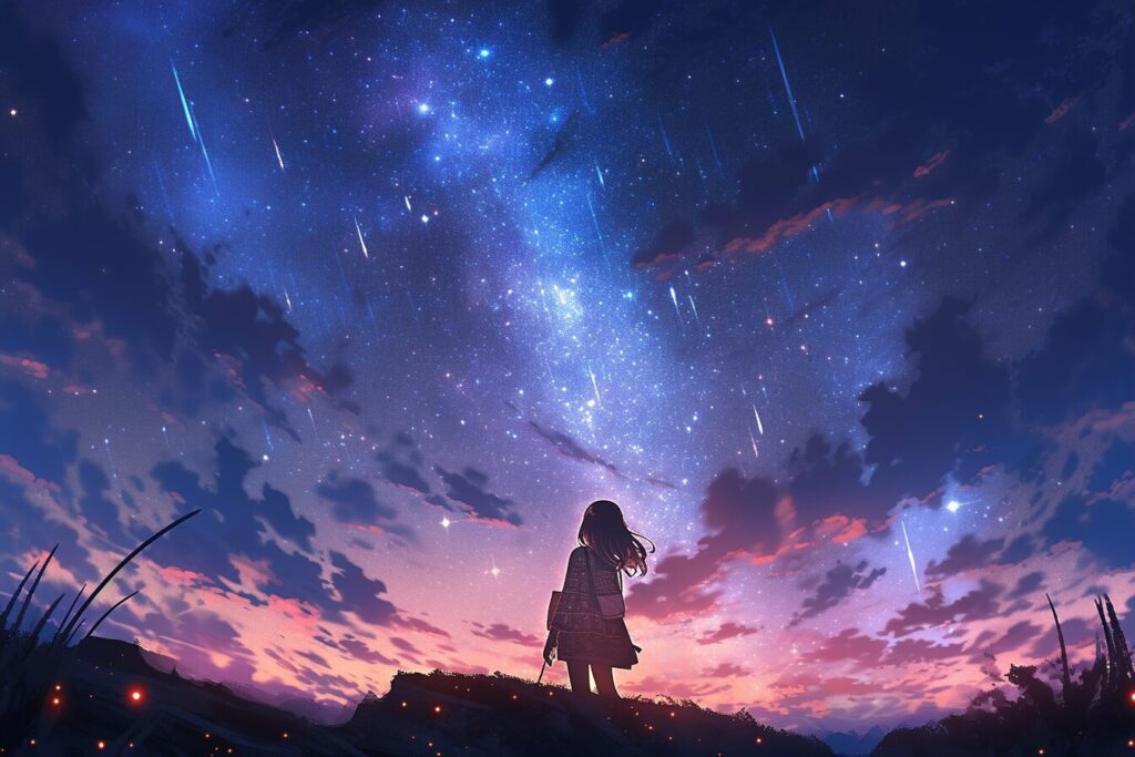 星空を見上げる少女